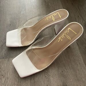 Lulu's White Clear Strap Heels